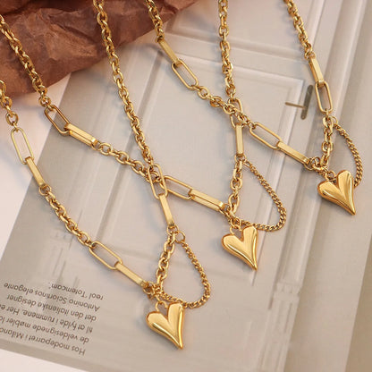 Fashion Heart Shape Titanium Steel Plating Chain Women's Bracelets Necklace 1 Piece