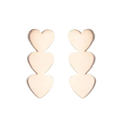 Fashion Heart Shape Titanium Steel Plating Ear Studs 1 Pair