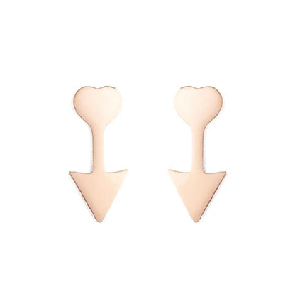 Fashion Heart Shape Titanium Steel Plating Ear Studs 1 Pair