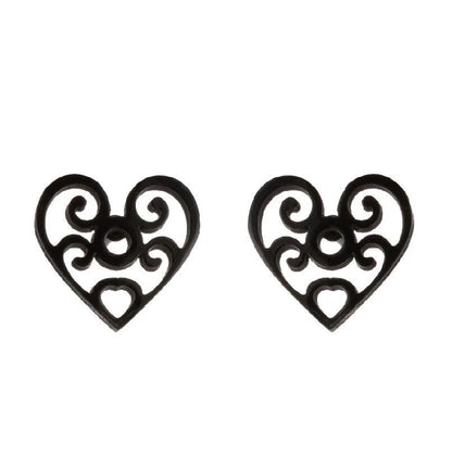 Fashion Heart Shape Titanium Steel Plating Ear Studs 1 Pair