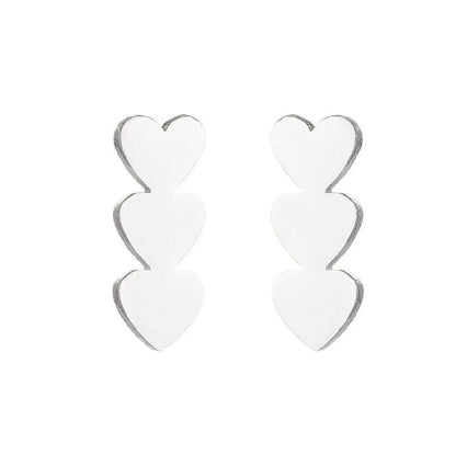 Fashion Heart Shape Titanium Steel Plating Ear Studs 1 Pair