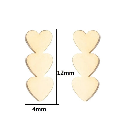 Fashion Heart Shape Titanium Steel Plating Ear Studs 1 Pair