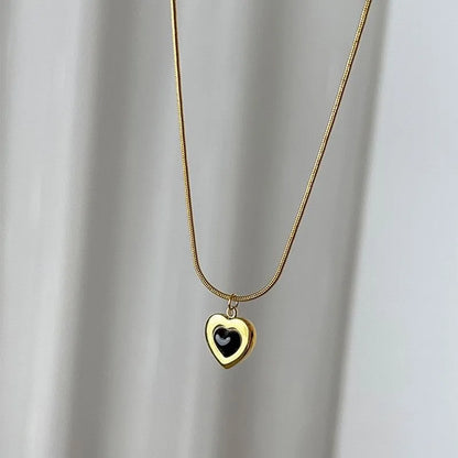 Fashion Heart Shape Titanium Steel Plating Inlay Zircon Earrings Necklace