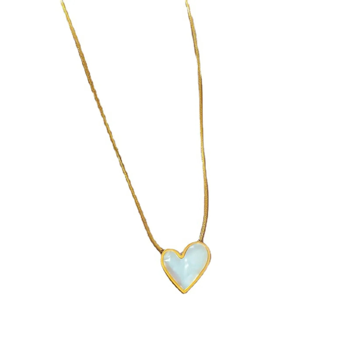 Fashion Heart Shape Titanium Steel Plating Pendant Necklace