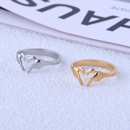 Fashion Heart Shape Titanium Steel Rings 1 Piece