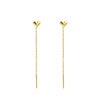 Fashion Heart Shape Titanium Steel Tassel Ear Line Ear Studs 1 Pair