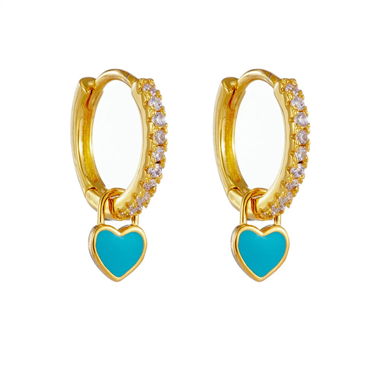 Fashion Heart-shaped Earrings Ear Buckle Drop Oil Copper Earrings