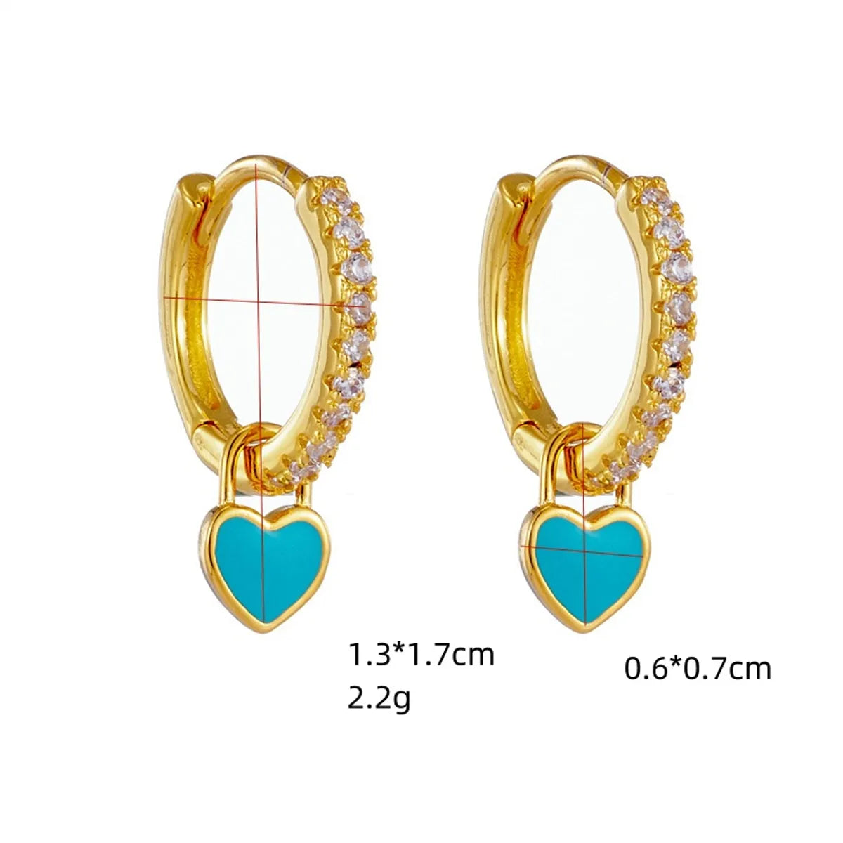 Fashion Heart-shaped Earrings Ear Buckle Drop Oil Copper Earrings