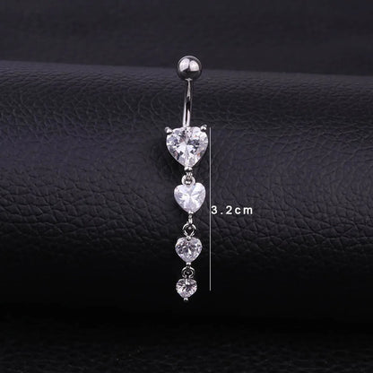 Fashion Heart Stainless Steel Inlaid Zircon Belly Ring