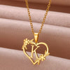 Fashion Heartshaped Hollow English Letter Stainless Steel Necklace With Electroplating Treatment