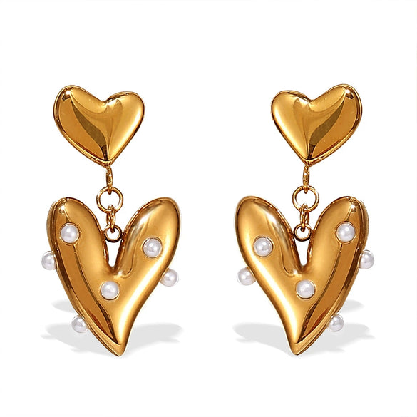 Fashion Heartshaped 18K Goldplated 316L Stainless Steel Women's Earrings