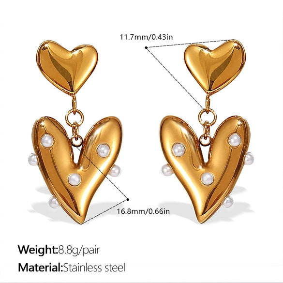 Fashion Heartshaped 18K Goldplated 316L Stainless Steel Women's Earrings