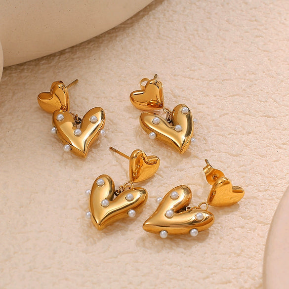 Fashion Heartshaped 18K Goldplated 316L Stainless Steel Women's Earrings