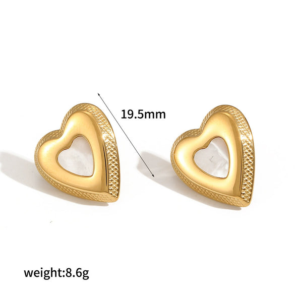 Fashion Heartshaped Titanium Steel Electroplated Women's Earrings