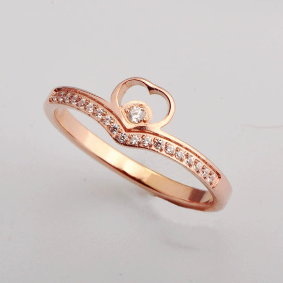Fashion Heartshaped Titanium Steel Ring With Wave Pattern And Electroplating Treatment