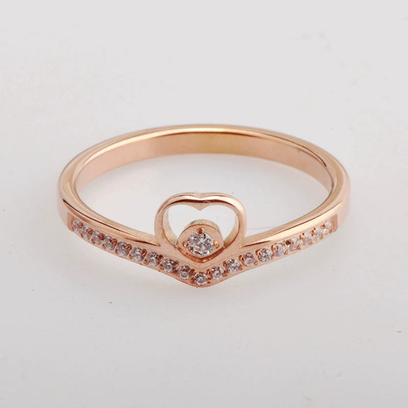 Fashion Heartshaped Titanium Steel Ring With Wave Pattern And Electroplating Treatment