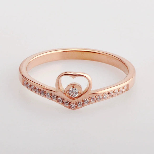 Fashion Heartshaped Titanium Steel Ring With Wave Pattern And Electroplating Treatment