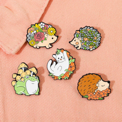 Fashion Hedgehog Cat Frog Alloy Enamel Unisex Brooches