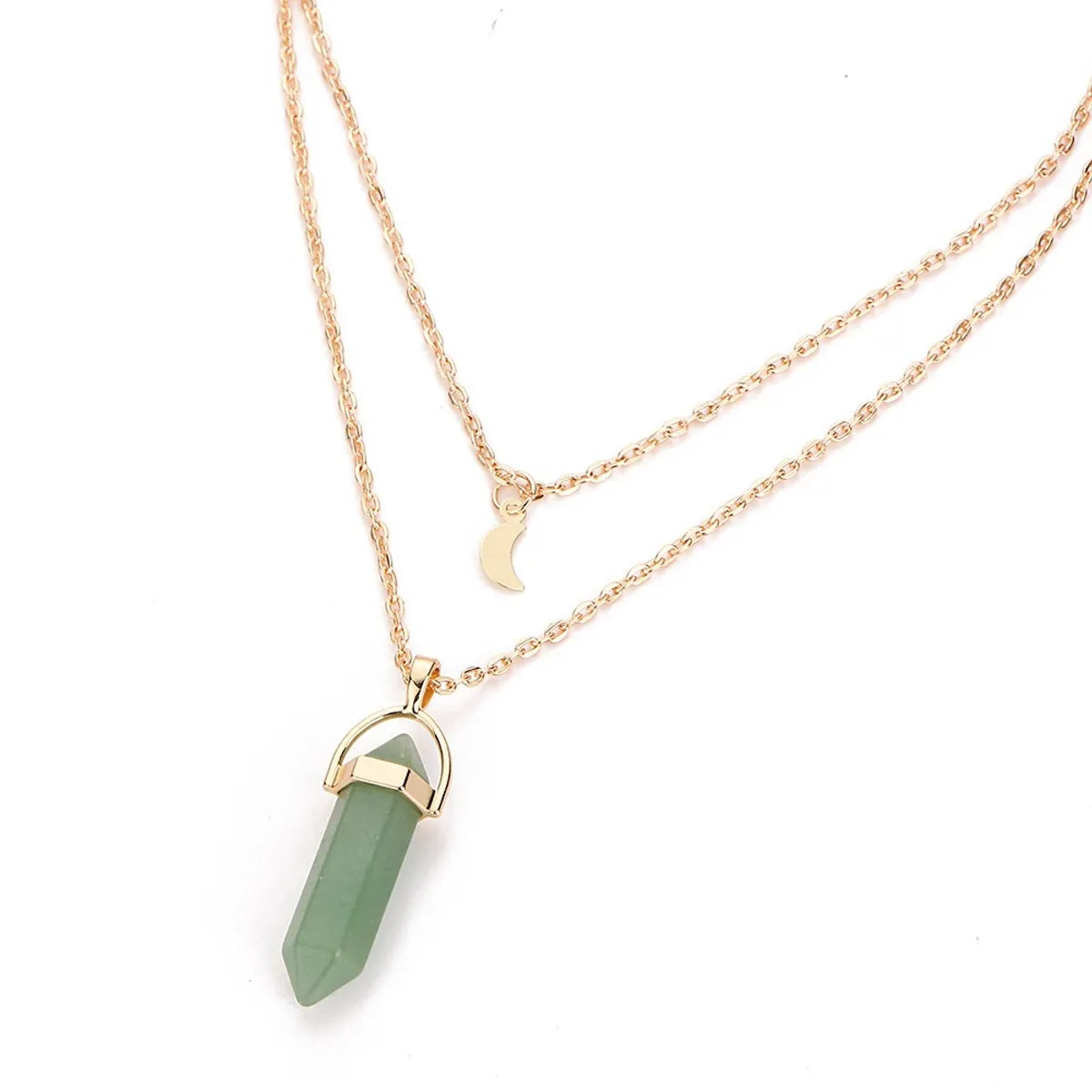 Fashion Hexagonal Pillar Pendent Two-layer Necklace