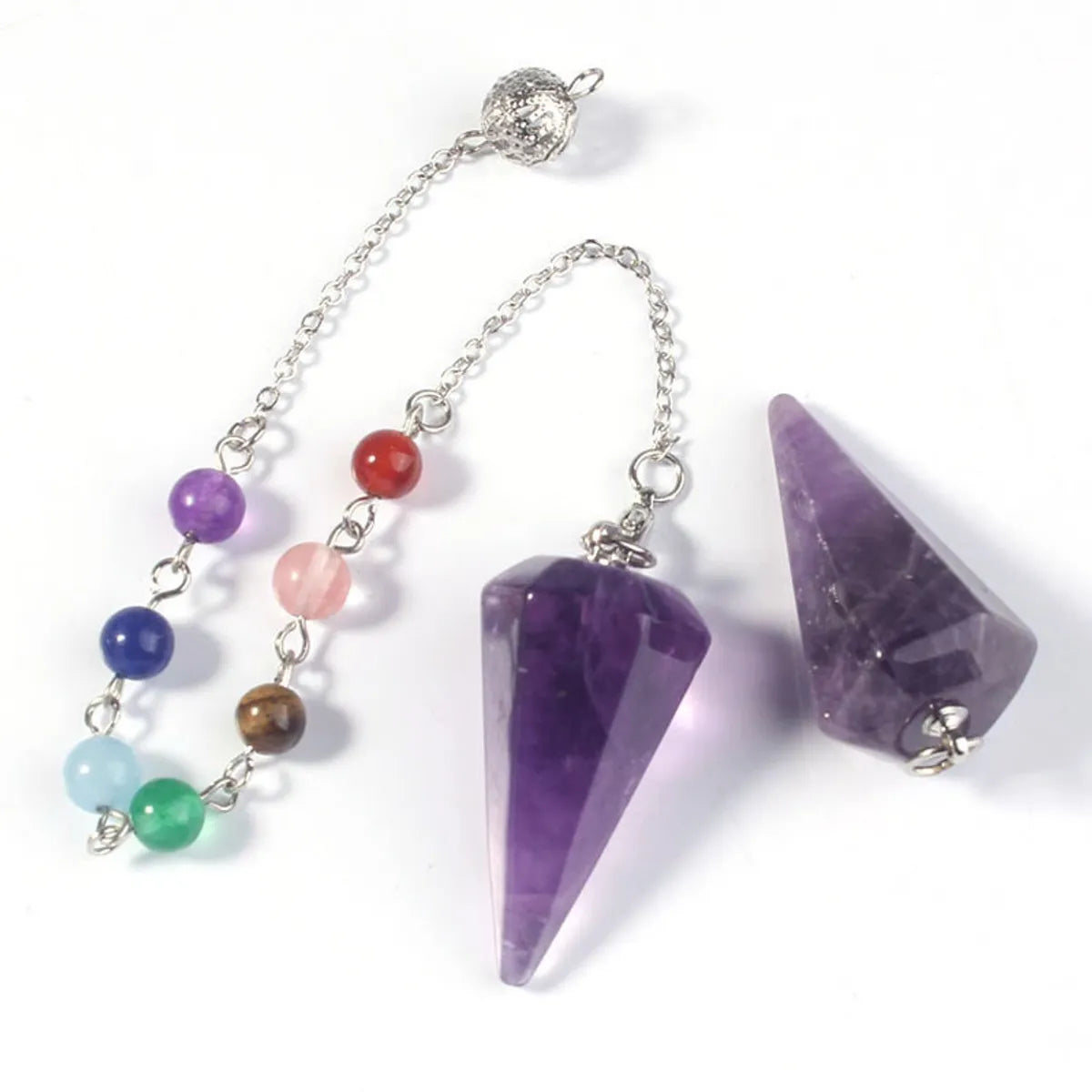 Fashion Hexagonal Pyramid Stone Beaded Pendant Necklace 1 Piece