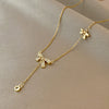 Fashion High End Female Copper And Stainless Steel Geometric Micro Inlaid Zircon Clavicle Necklace