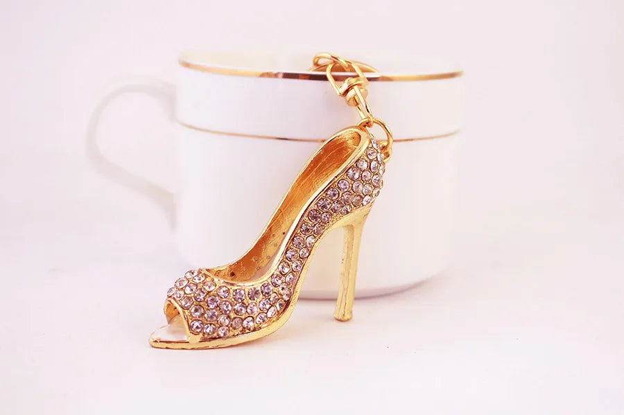 Fashion High Heel Zinc Alloy Plating Inlay Rhinestones Women'S Bag Pendant Keychain