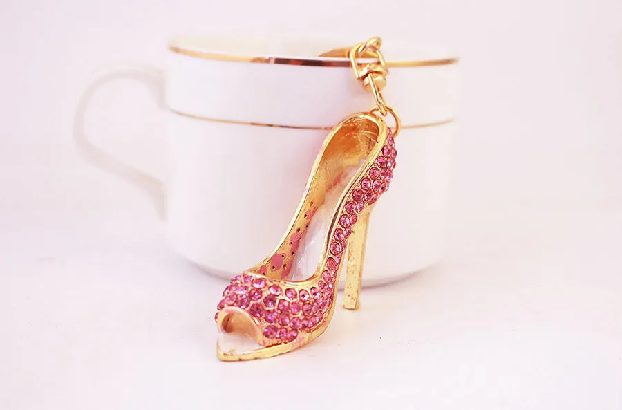 Fashion High Heel Zinc Alloy Plating Inlay Rhinestones Women'S Bag Pendant Keychain