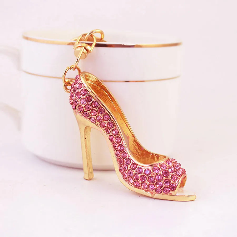 Fashion High Heel Zinc Alloy Plating Inlay Rhinestones Women'S Bag Pendant Keychain