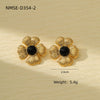 Fashion Highend Pearl Flower Stainless Steel 18K Gold Electroplated Women's Earrings Set