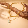 Fashion Highend Retro Doublelayered Goldplated Stainless Steel Palm Eye Pendant Necklace