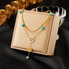 Fashion Highend Retro Doublelayered Goldplated Stainless Steel Palm Eye Pendant Necklace
