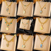 Fashion Highend Retro Doublelayered Goldplated Stainless Steel Palm Eye Pendant Necklace
