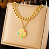 Fashion Highend Retro Doublelayered Goldplated Stainless Steel Palm Eye Pendant Necklace