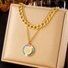 Fashion Highend Retro Doublelayered Goldplated Stainless Steel Palm Eye Pendant Necklace