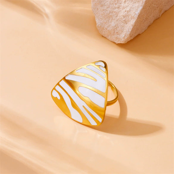 Fashion Highend Retro Stainless Steel Geometric Triangle Jewelry Electroplated Bracelet Ring