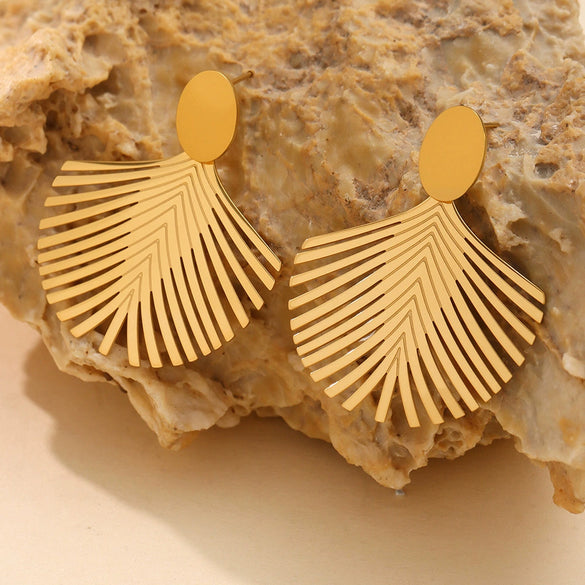 Fashion Highend 316L Stainless Steel Goldplated Geometric Exaggerated Earrings For Women