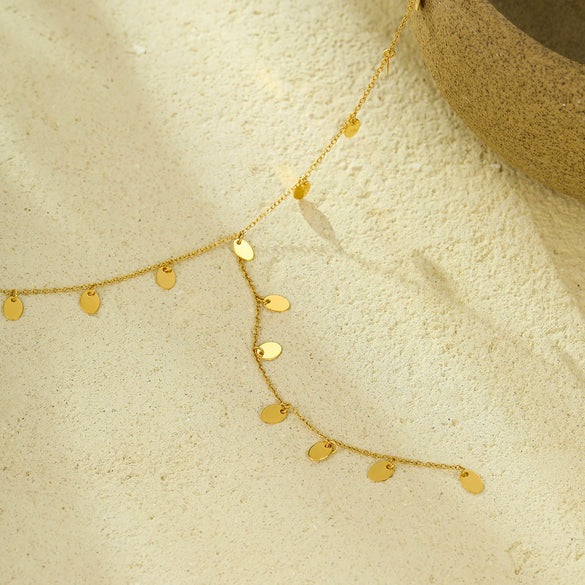 Fashion Highend Stainless Steel Long Tassel Dropshaped 18K Goldplated Women's Necklace