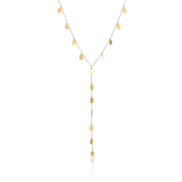 Fashion Highend Stainless Steel Long Tassel Dropshaped 18K Goldplated Women's Necklace