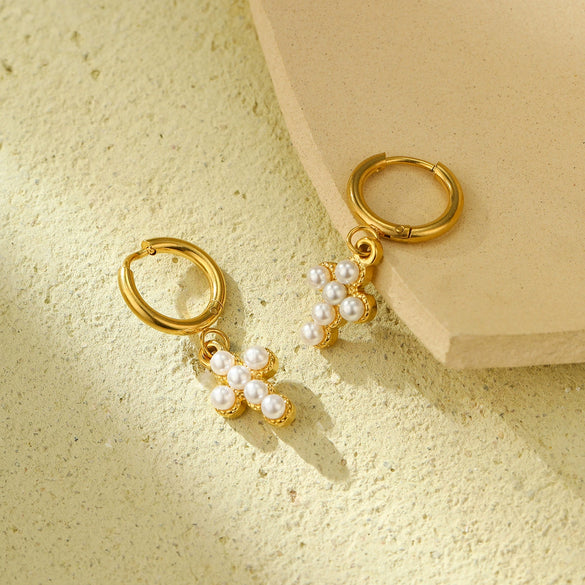 Fashion Highend Titanium Steel Geometric Cross Earrings For Women With Electroplating Treatment