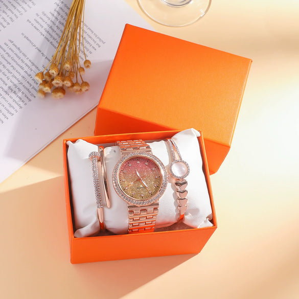 Fashion Highend Women's Alloy And Stainless Steel Waterproof Chain Watch With Round Dial
