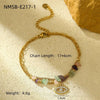 Fashion Highend Women's Stainless Steel And 18K Gold Bracelet With Zircon Inlaid Eyes Natural Stone Beads And Electroplating Treatment