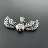 Fashion Hip Hop Angel Wings Pendant Titanium Steel Necklace With Doll Pattern And Polishing Treatment