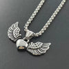 Fashion Hip Hop Angel Wings Pendant Titanium Steel Necklace With Doll Pattern And Polishing Treatment