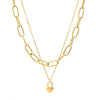 Fashion Hip-hop Heart-shaped Titanium Steel Thick Chain Double-layer Clavicle Chain