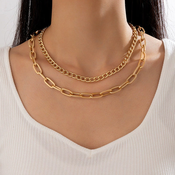 Fashion Hiphop Alloy Geometric Singlelayer Clavicle Necklace With Electroplating Treatment