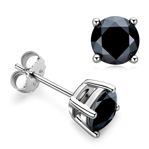 Fashion Hiphop Geometric 925 Silver 18K Gold Plated Earrings With Black Moussan Diamond Unisex