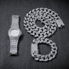 Fashion Hiphop Style Alloy And Stainless Steel Rectangle Dial Watch Bracelet Necklace Set