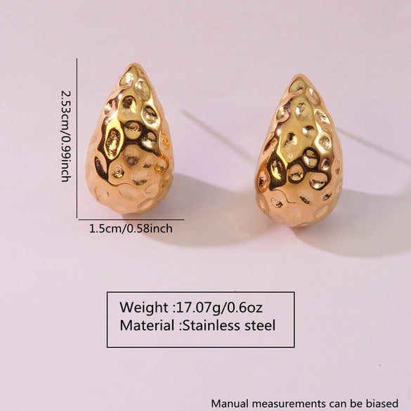 Fashion Hollow Dropshaped Stainless Steel Earrings Plated With Gold Minimalist Style