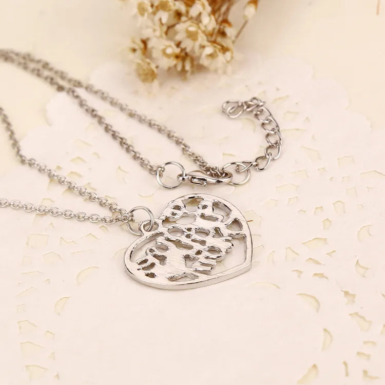 Fashion Hollow Heart Letters Love You Mom Pendant Alloy Necklace