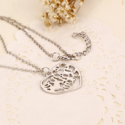 Fashion Hollow Heart Letters Love You Mom Pendant Alloy Necklace